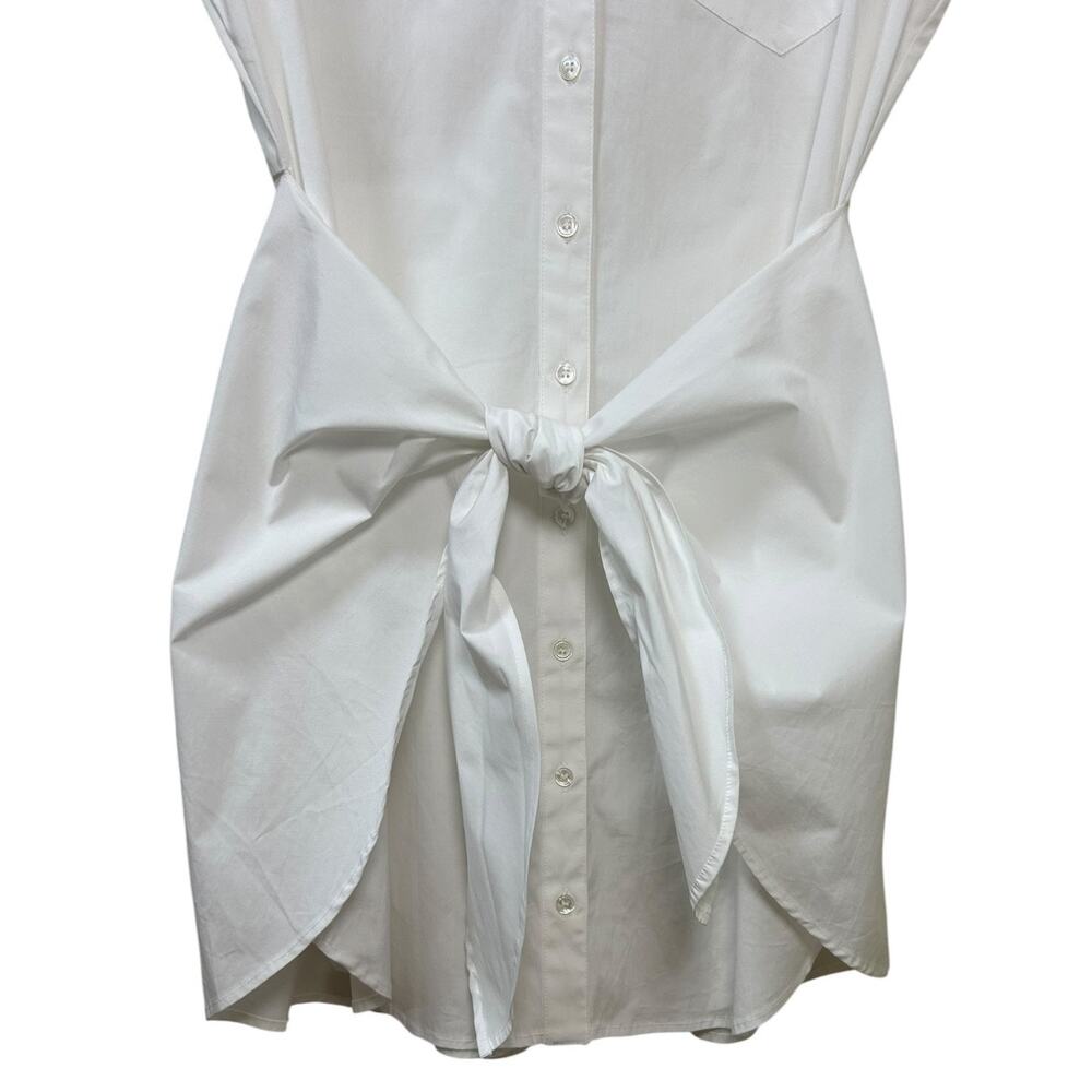 Veronica Beard NWT 'Aimee' Mini Shirt-Dress Wrap-Tie Front Collared White Size 4 - Picture 8 of 11